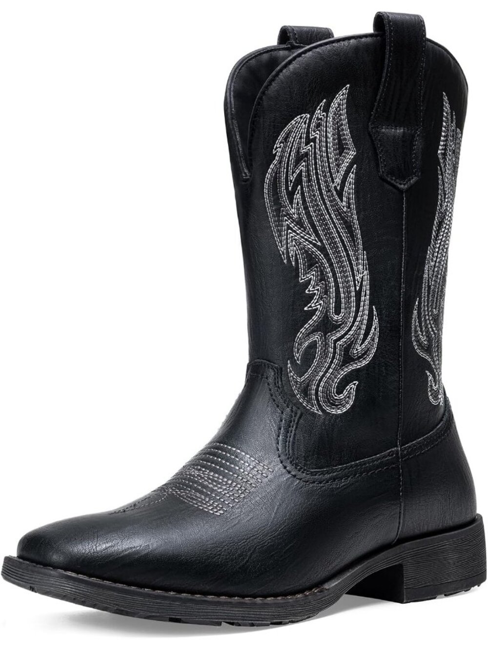Men's Black Embroidery Square Toe Botas Vaqueros Para Hombre Western Cowboy Boot